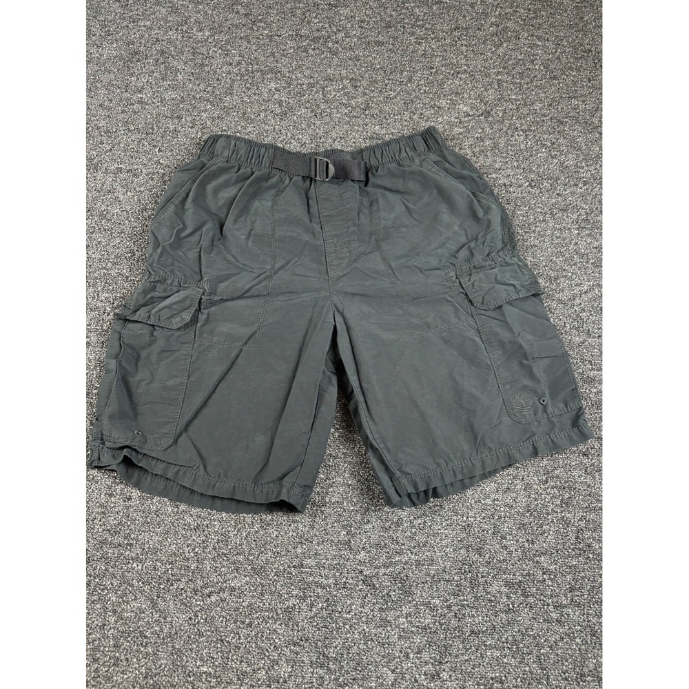 Timberland Mens Cargo Shorts Gray Cotton Nylon Mesh Lined Belted Size M Medium